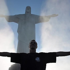 Mike Vondran at Christ the Redeemer, Corcovado, Rio de Janeiro, Brazil, December 30 2008. - over_kind_man